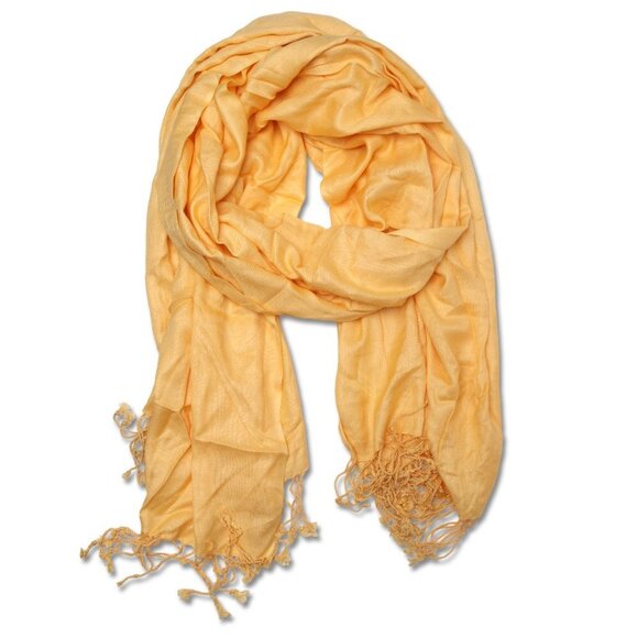 Bijoux Terner Scarf Pashmina Style Wrap Yellow Tassel Casual Shawl - Picture 3 of 4